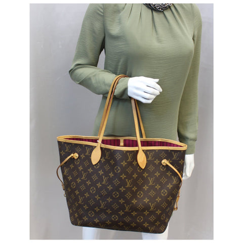 LOUIS VUITTON Monogram Canvas Neverfull MM Tote Bag Fuchsia-US