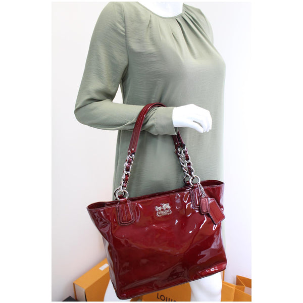 COACH 18770 Chelsea Patent Leather Shoulder Tote Bag Red