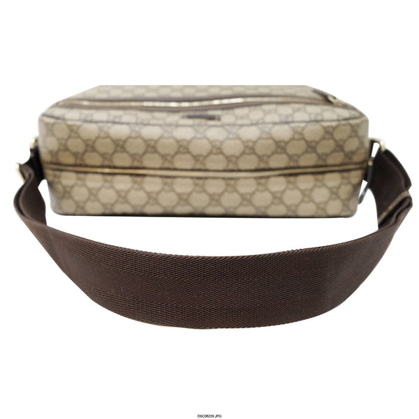 GUCCI Men's Beige/Ebony GG Plus Coated Canvas Messenger Crossbody Bag-US