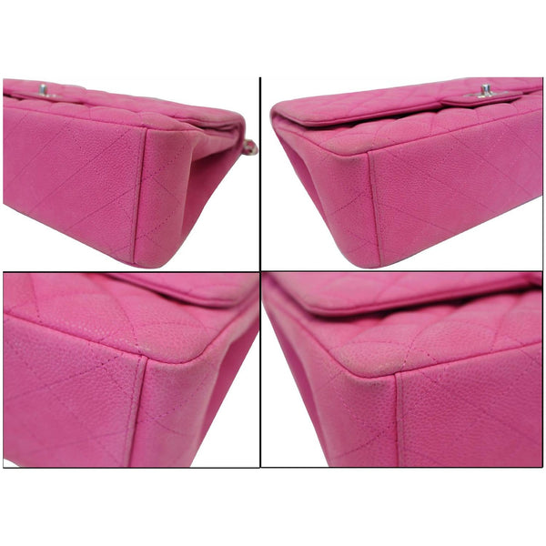 CHANEL Maxi Double Flap Caviar Leather Shoulder Bag Pink-US