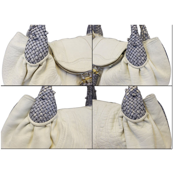 Fendi White Leather Satchel Bag For Women - front view