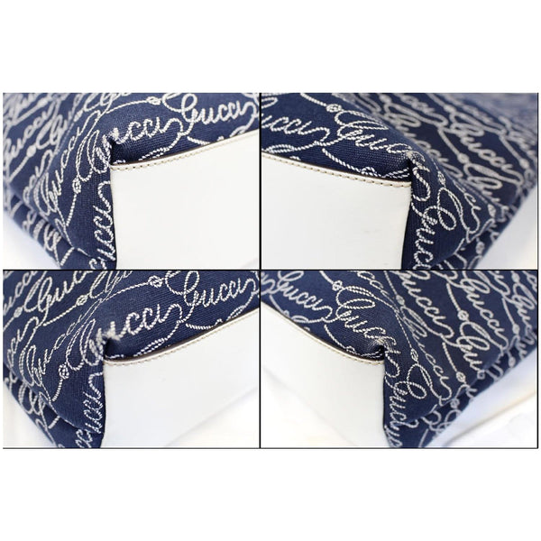GUCCI Large Blue Canvas White Script Tote Bag 257245