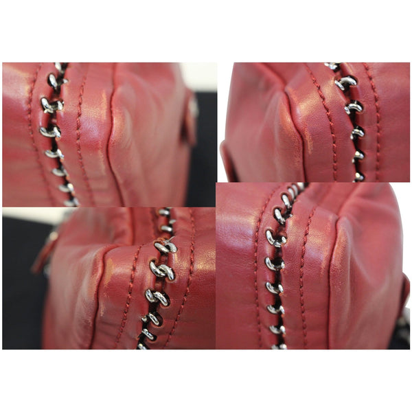 CHANEL Smooth Calfskin Petit Luxe Ligne Bowler Satchel Bag Red-US