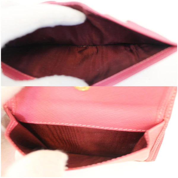 Prada Saffiano Wallet | Bifold Card Wallet Red - Open View