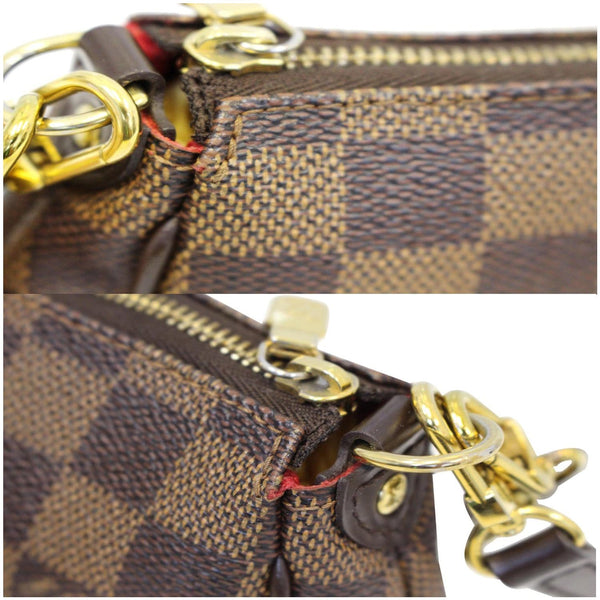 LOUIS VUITTON Pochette Eva Damier Ebene Clutch Crossbody Bag Brown