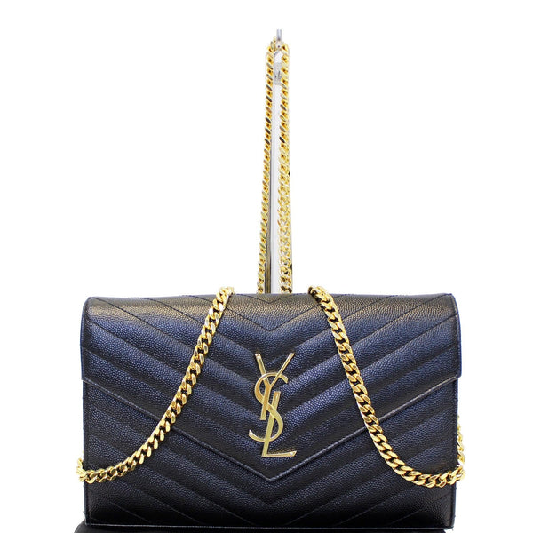YVES SAINT LAURENT Matelasse Envelope Chain Wallet Black
