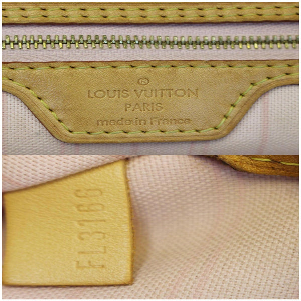 LOUIS VUITTON Neverfull MM Damier Azur Tote Shoulder Bag White