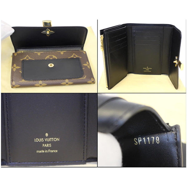 LOUIS VUITTON Flower Lock Monogram Canvas Compact Wallet Black-US