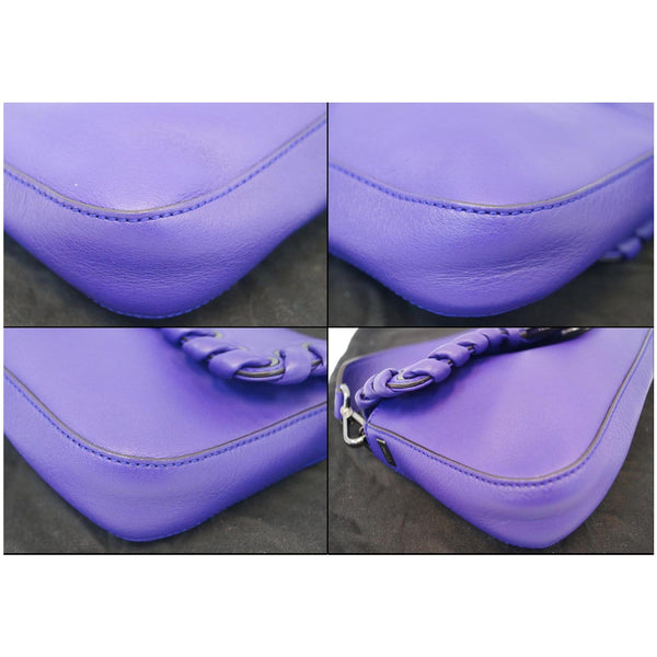 FENDI Baguette Whipstitch Trimmed Leather Shoulder Bag Purple