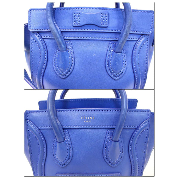 CELINE Nano Luggage Smooth Leather Tote Crossbody Bag Blue