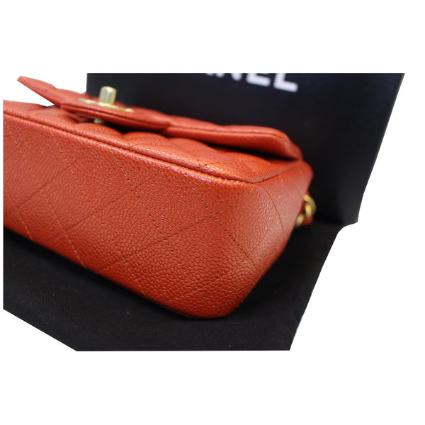 CHANEL Pearl Red Caviar Leather Mini Rectangular Flap Bag-US