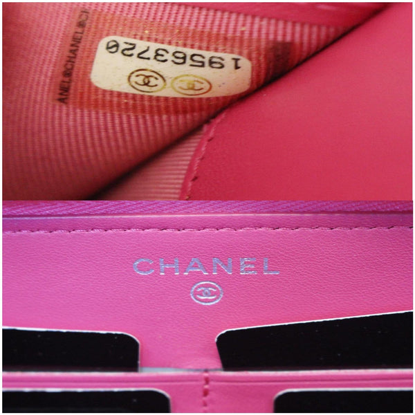 CHANEL Zip Around Lambskin Leather Large Organizer Wallet Pink