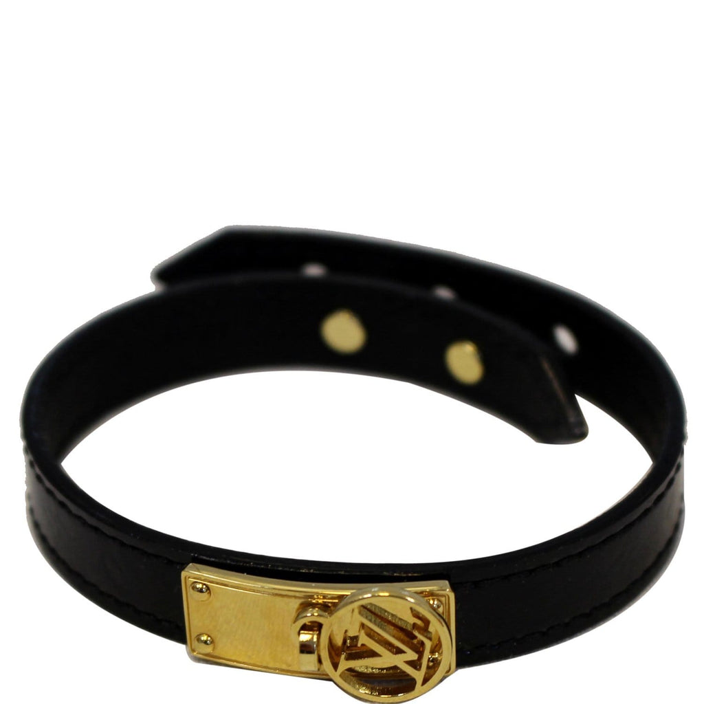 LOUIS VUITTON Logomania Vernis Leather Bracelet 19 Black