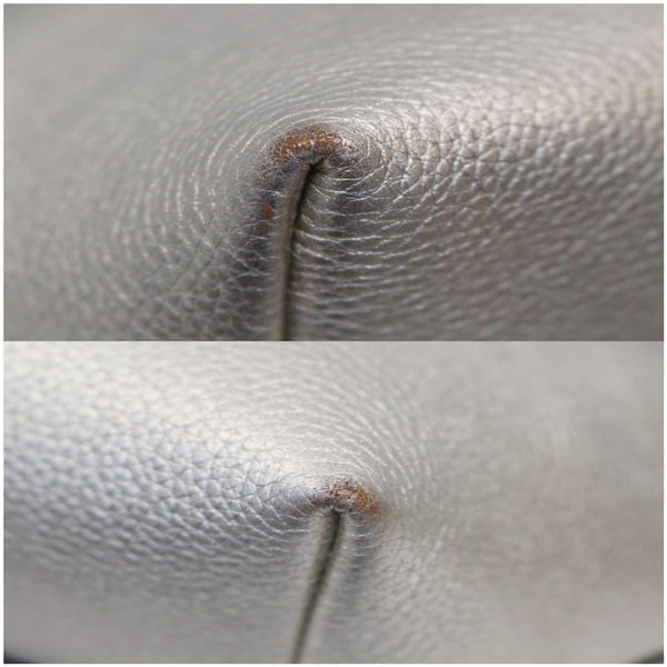 PRADA Small Daino Metallic Leather Tote Shoulder Bag Silver - Last Call