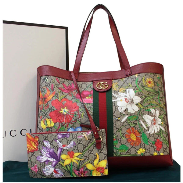 GUCCI Ophidia GG Flora Medium Tote Bag Red 547947