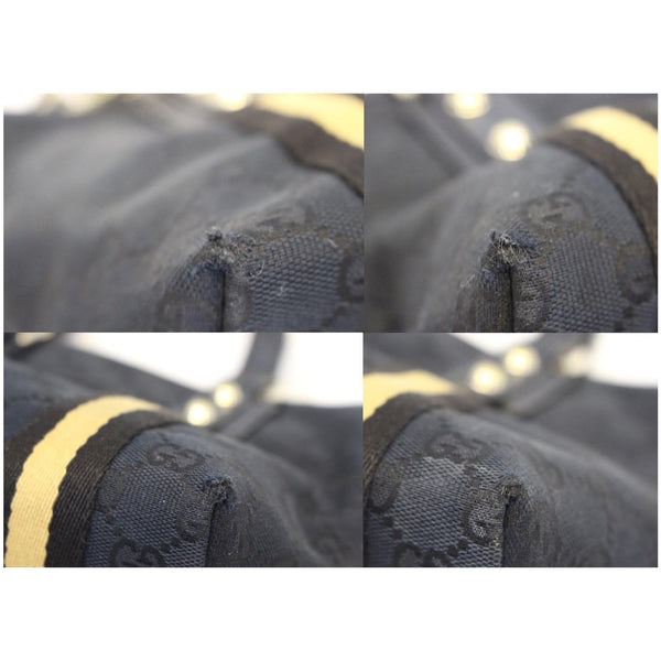 GUCCI Black GG Canvas Jolicoeur Yellow Stripe Small Tote Bag-US