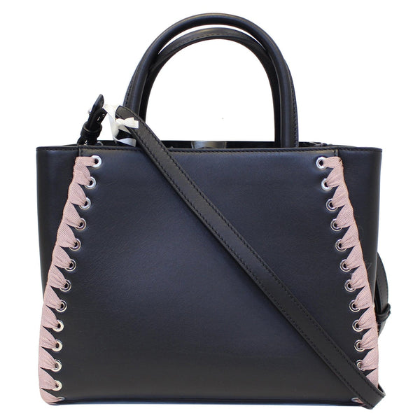 FENDI Petite 2Jours Whipstitch Leather Tote Shoulder Bag Black
