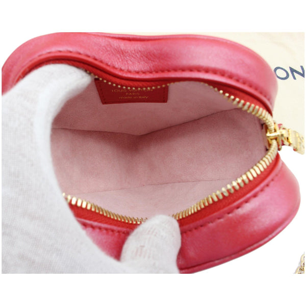 LOUIS VUITTON Heart on Chain Monogram Embossed Crossbody Bag Red - Final Sale
