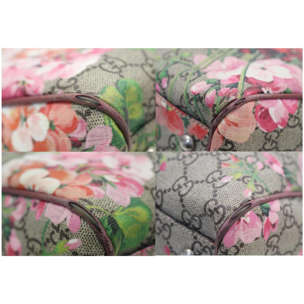 GUCCI Blooms Top Handle Supreme Canvas Large Boston Bag Beige/Ebony 409527