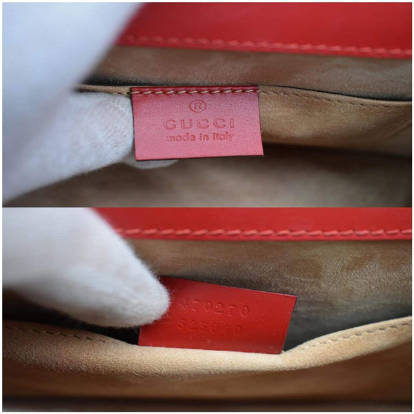 GUCCI Sylvie Mini Leather Top Handle Crossbody Bag Hibiscus Red 470270