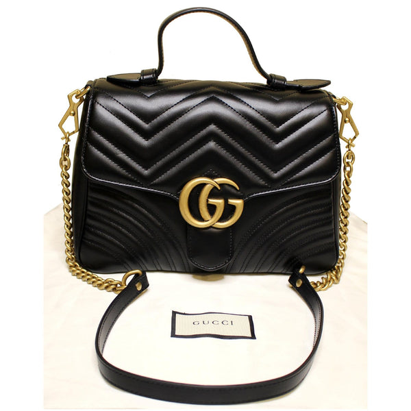GUCCI GG Marmont Small Top Handle Shoulder Bag Black 498110
