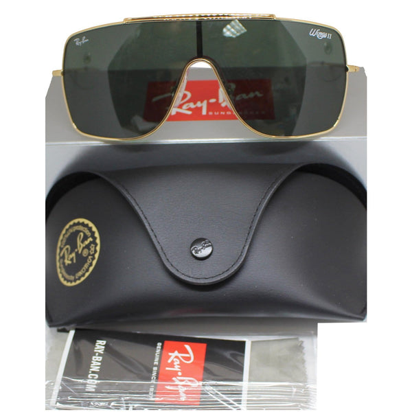 RAY-BAN RB3697 9050/71 Wings II Gold Sunglasses Green Lens
