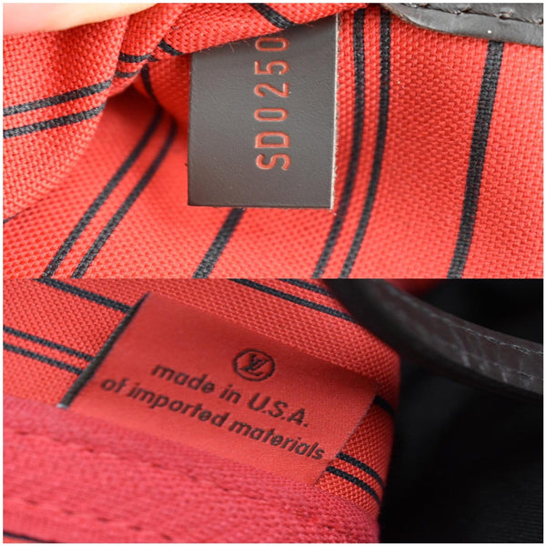 LOUIS VUITTON Neverfull MM Damier Ebene Tote Bag Brown