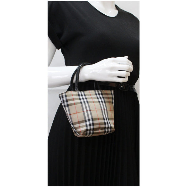 Burberry Mini Nova Check Canvas Tote handbags