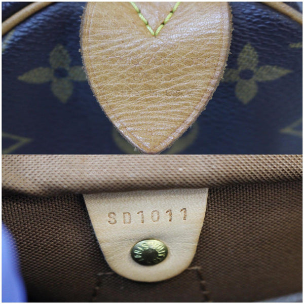 LOUIS VUITTON Speedy 25 Monogram Canvas Satchel Bag Brown