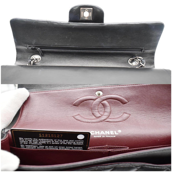 CHANEL Classic Double Flap Medium Leather Shoulder Bag Black