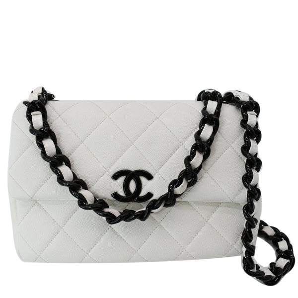 CHANEL My Everything Caviar Quilted Leather Flap Shoulder Bag White