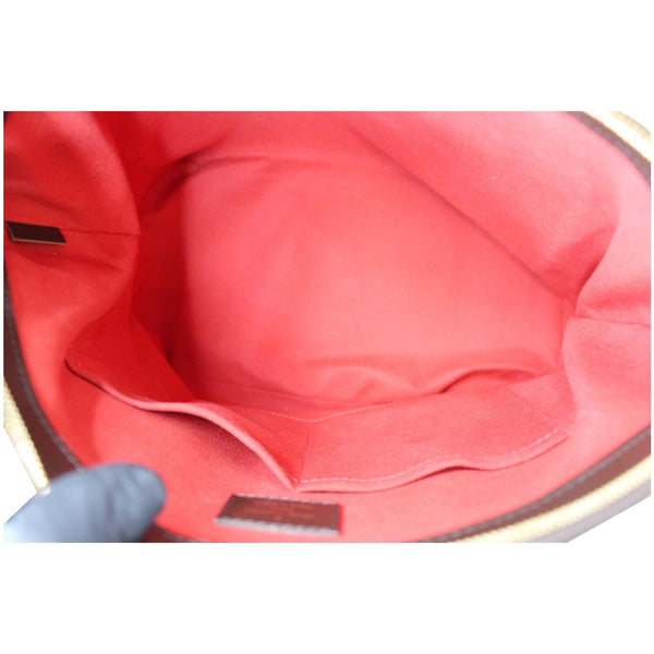 red interior LV Verona MM Damier Ebene Satchel Bag