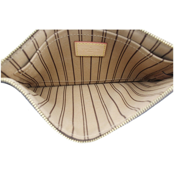 LOUIS VUITTON Neverfull MM Monogram Canvas Pochette Wristlet Pouch Brown