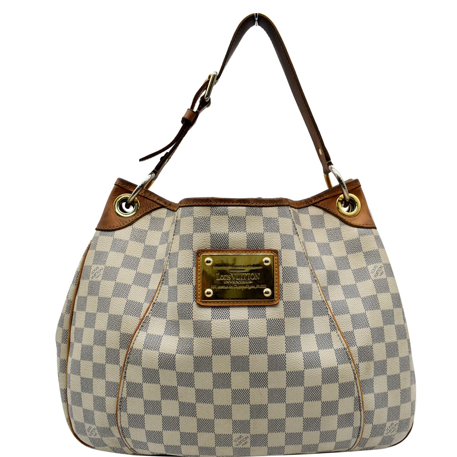 LOUIS VUITTON  Galliera PM Damier Azur Shoulder Tote Bag White