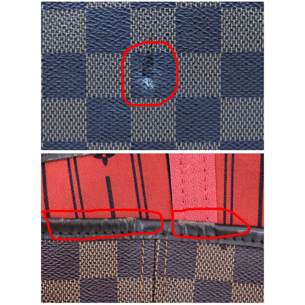 LOUIS VUITTON Neverfull MM Damier Ebene Tote Bag Brown