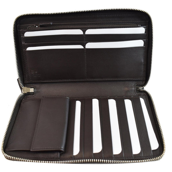 GUCCI Micro GG Guccissima Leather Zip Around XL Wallet Dark Brown 391465