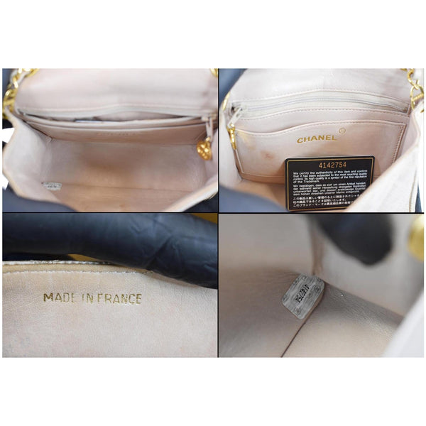 Chanel Vintage Mini Square Flap Lizard Shoulder Bag inner views