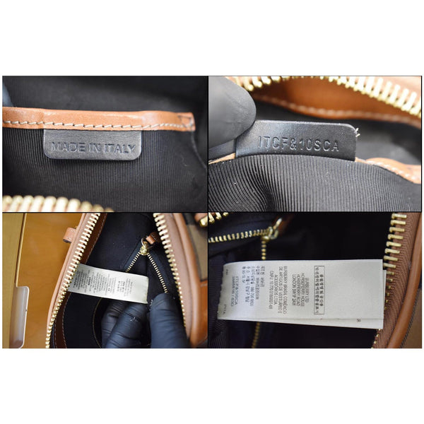 BURBERRY Blaze House Check and Leather Satchel Bag Brown