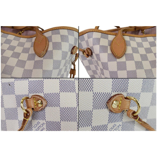 Louis Vuitton Neverfull MM Damier Azur Shoulder Bag - closed views