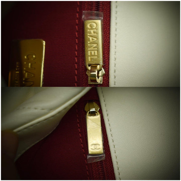 CHANEL 19 Small Flap Lambskin Leather Shoulder Bag White