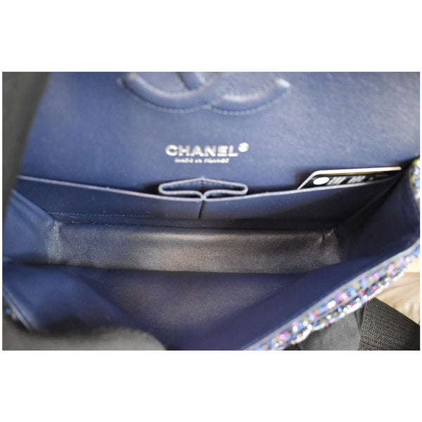 CHANEL Classic Double Flap Tweed Fabric Shoulder Bag Multicolor