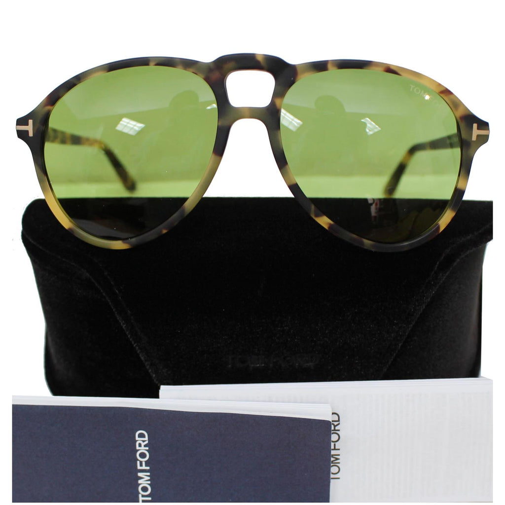 TOM FORD FT0645 56N 57 Lennon-02 Havana Sunglasses Green Lens display picture 1