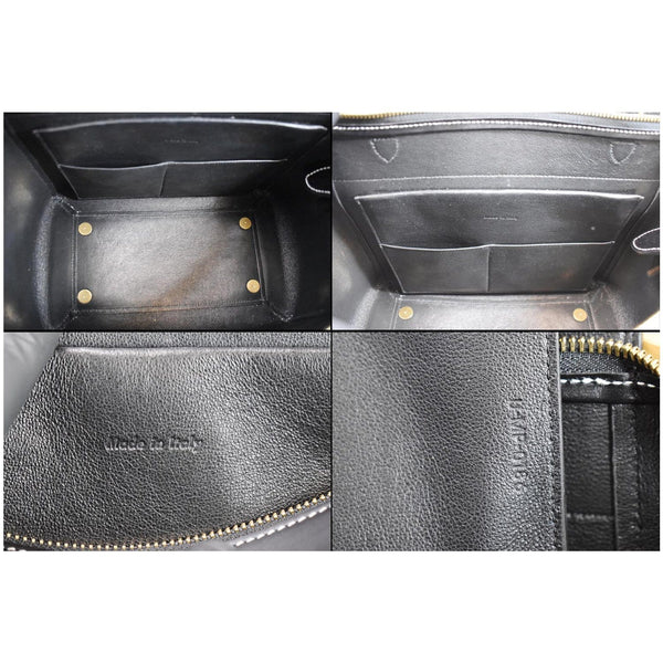 CELINE Double Stitching Mini Belt Calfskin 2Way Shoulder Bag Black