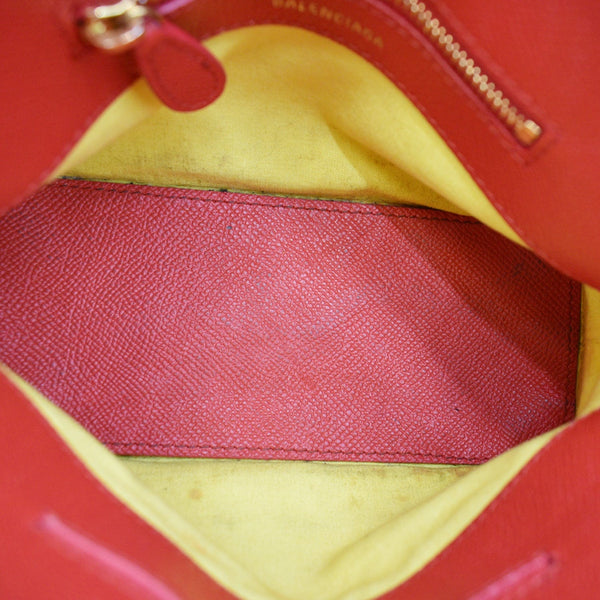 BALENCIAGA Ville Dome Leather Top Handle Crossbody Bag Red