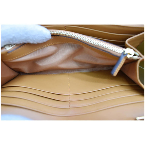 MCM Patricia Visetos Monogram Crossbody Chain Wallet Cognac