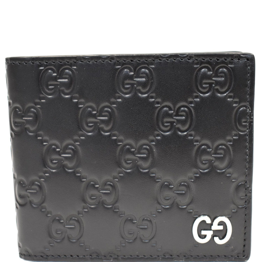 GUCCI GG Signature Leather Bi-Fold Wallet Black 473916