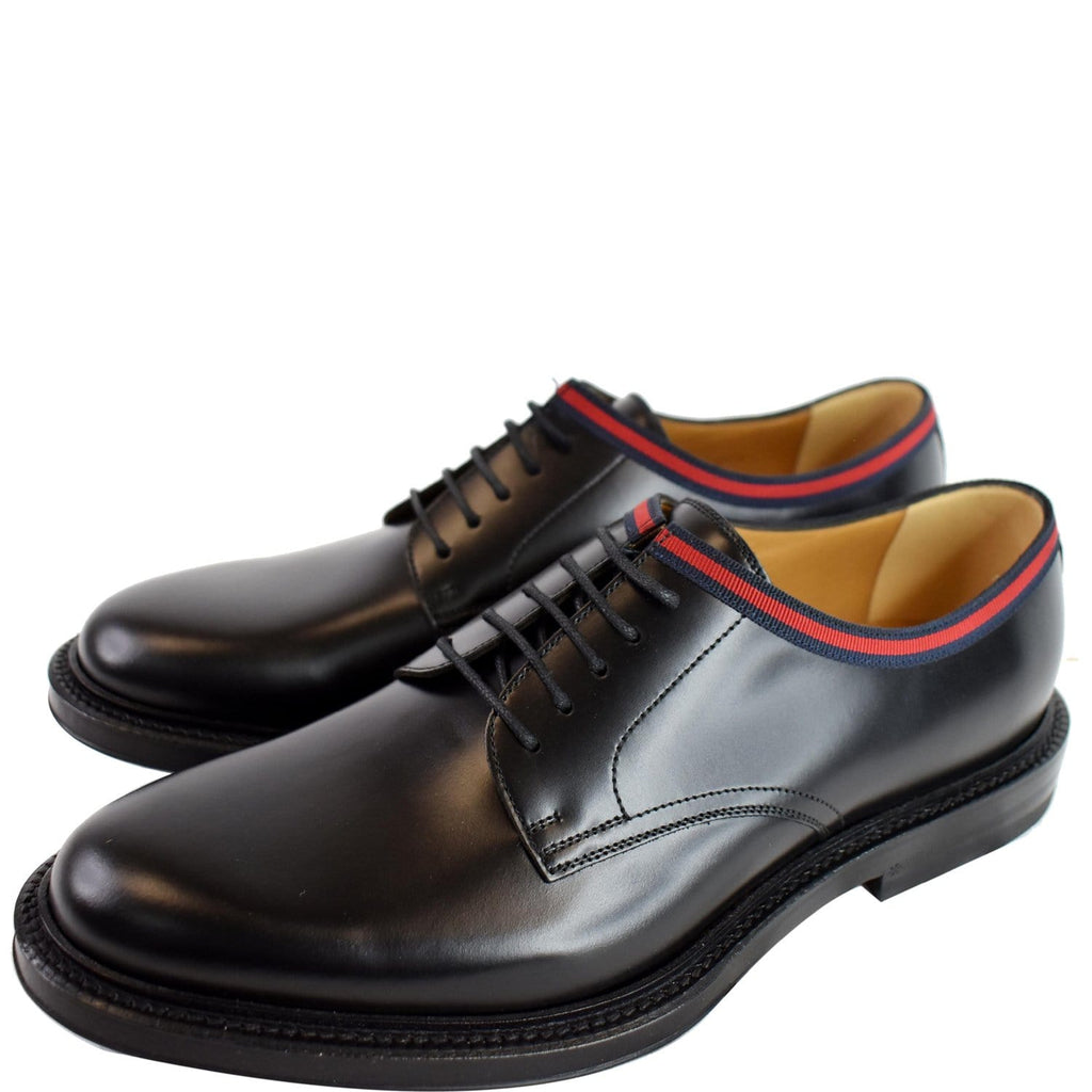 Gucci Classic Web Lace Up Shiny Leather Shoes Black US7 Gucci Classic Web Lace Up Shiny Leather Shoes Black US7