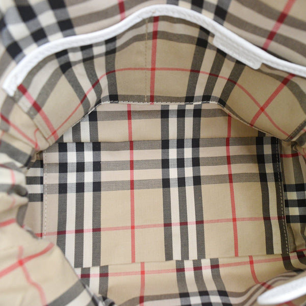 BURBERRY Grainy Leather Bowling Shoulder Bag White