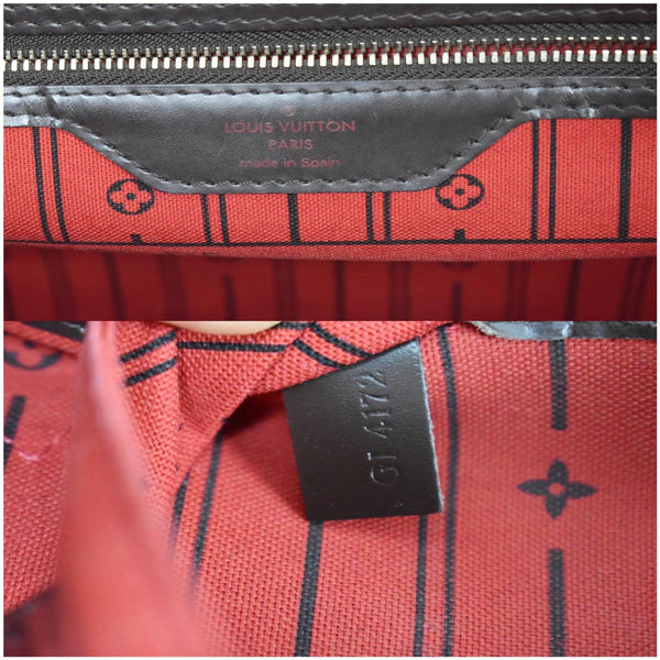 LOUIS VUITTON Neverfull MM Damier Ebene Tote Shoulder Bag Brown