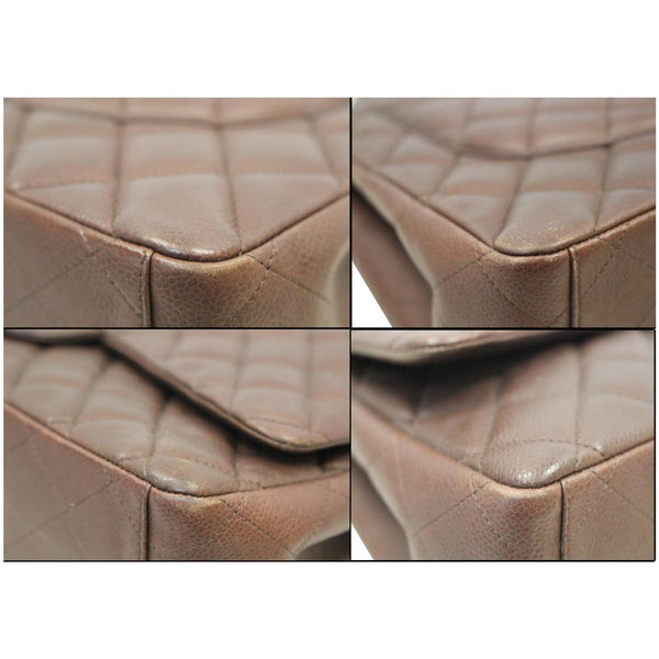 CHANEL Maxi Classic Flap Caviar Leather Shoulder Bag Brown